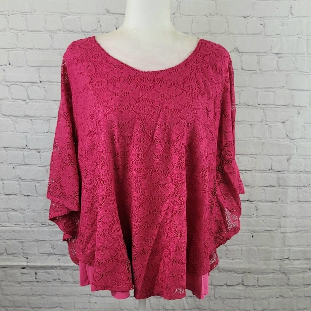 PerSeption Woman Fuschia Tank w/Coverlet Cape Shirt Size 2X